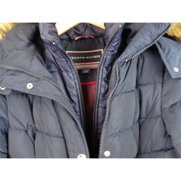 Tommy Hilfiger Women's Jacket Size Small Blue Puffer Puffy Faux Fur Hood Coat - Picture 5 of 13